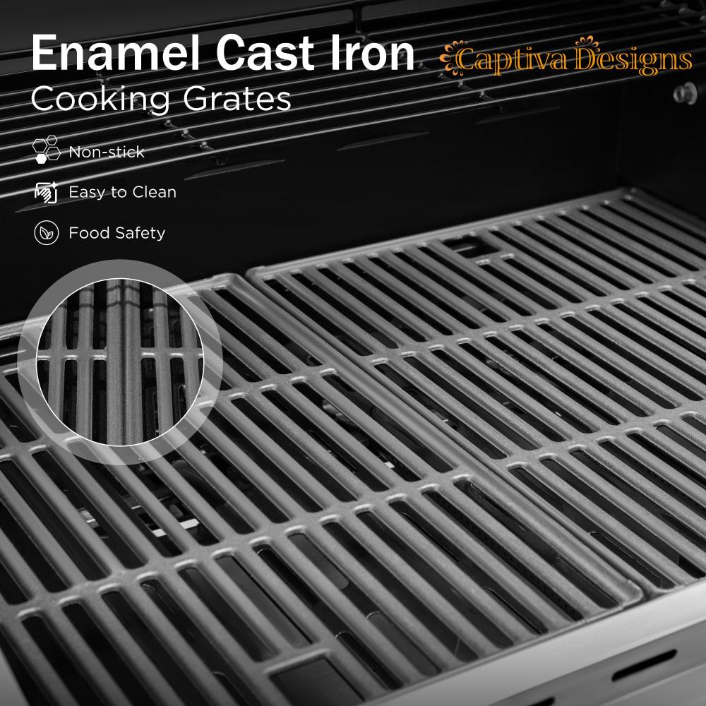 Patio Propane Grill BBQ with 4 x 8000 BTU Burners and 10,000 Side Burner-Captiva Designs - Image 3