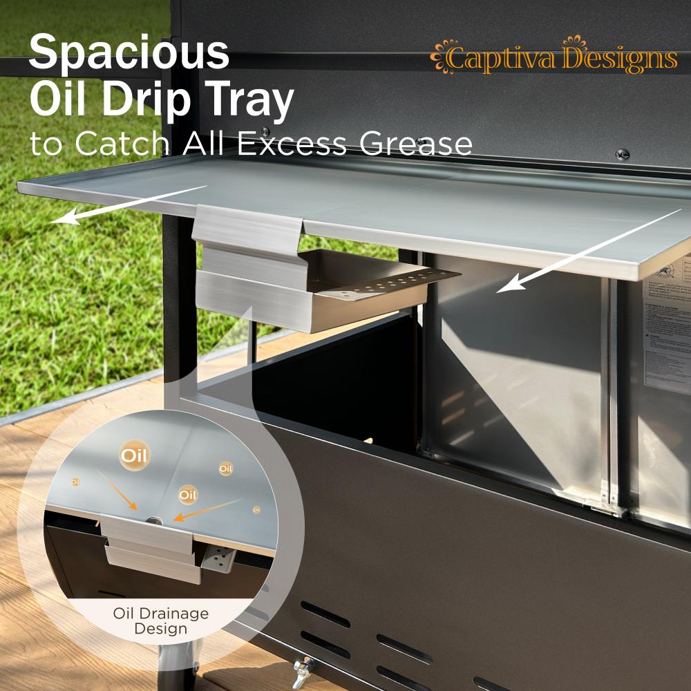 Patio Propane Grill BBQ with 4 x 8000 BTU Burners and 10,000 Side Burner-Captiva Designs - Image 6