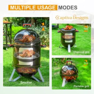 Portable Enamel Vertical Patio Smoker-Captiva Designs