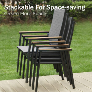 Alternative view of Phi Villa 9-Piece Patio Dining Set with 8 Stackable Textilene Chairs