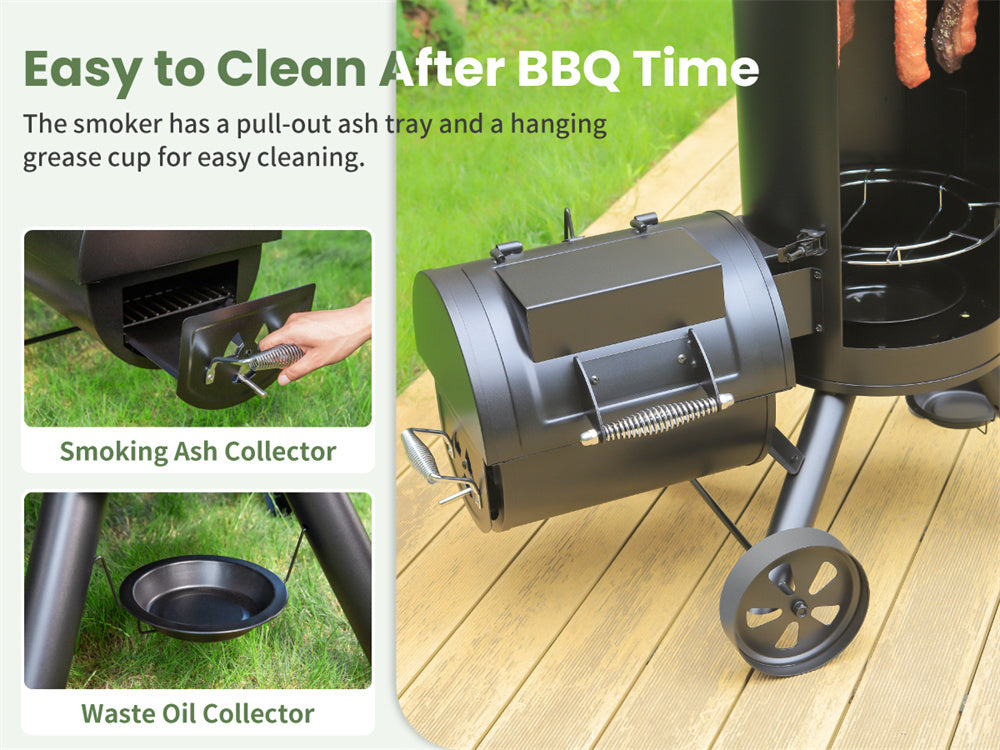 Vertical Charcoal Patio Smoker with Offset Smoke Box Domestic and Heave Duty-Captiva Designs - Image 6