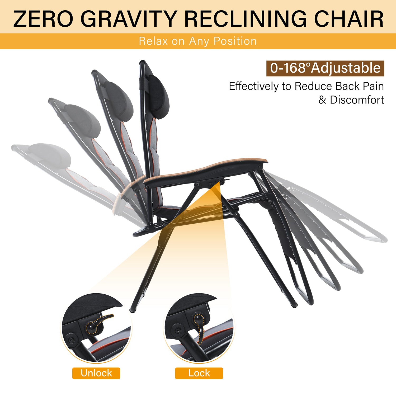 Oversize Padded Adjustable Zero Gravity Chair with Cup Holder - Image 5