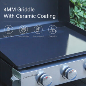 Alternative view of Portable Propane Griddle Grill 3 x 8,000 BTU-Captiva Designs