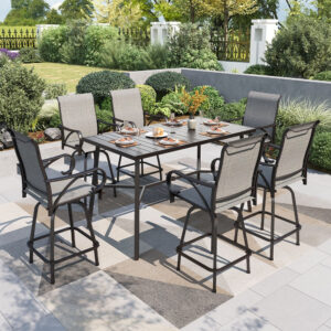 Alternative view of 7-Piece Patio Bar Set with 6 Bar Stools for Poolside, Graden PH VILLA