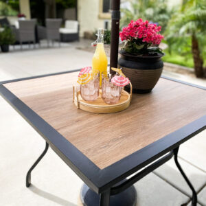 Alternative view of PHI VILLA 5-Piece Outdoor Patio Dining Set With Wood-look Table and 4 Pattern Swivel Chairs