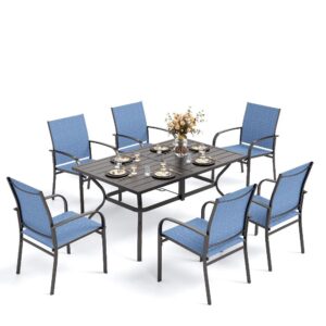 Alternative view of 7-Piece Outdoor Dining Set with Colorful Textilene Chairs for Garden PHI VILLA