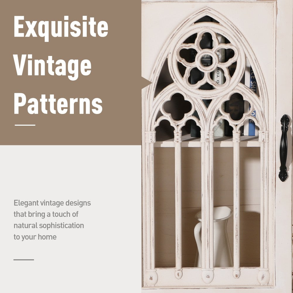 Warm White Hollowed Church Window Accent Cabinet - Image 6