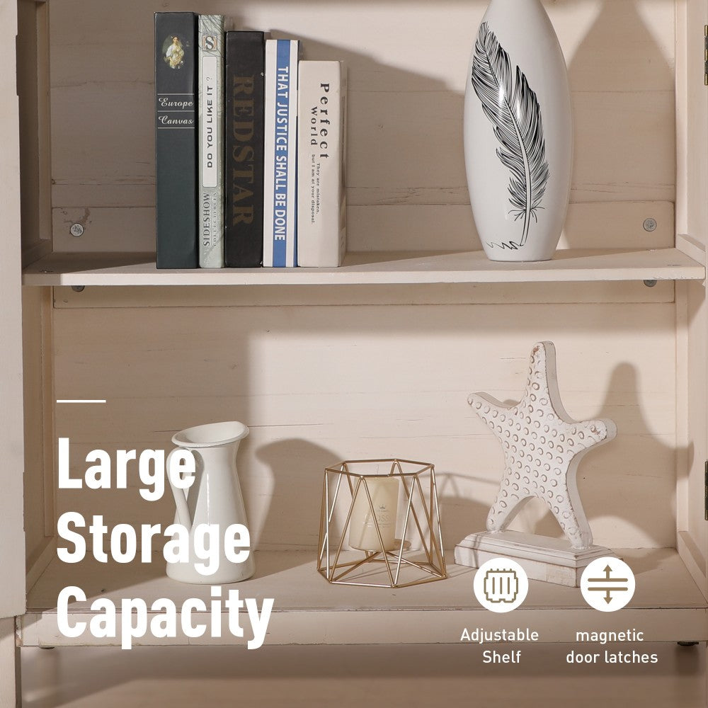 Warm White Hollowed Church Window Accent Cabinet - Image 4