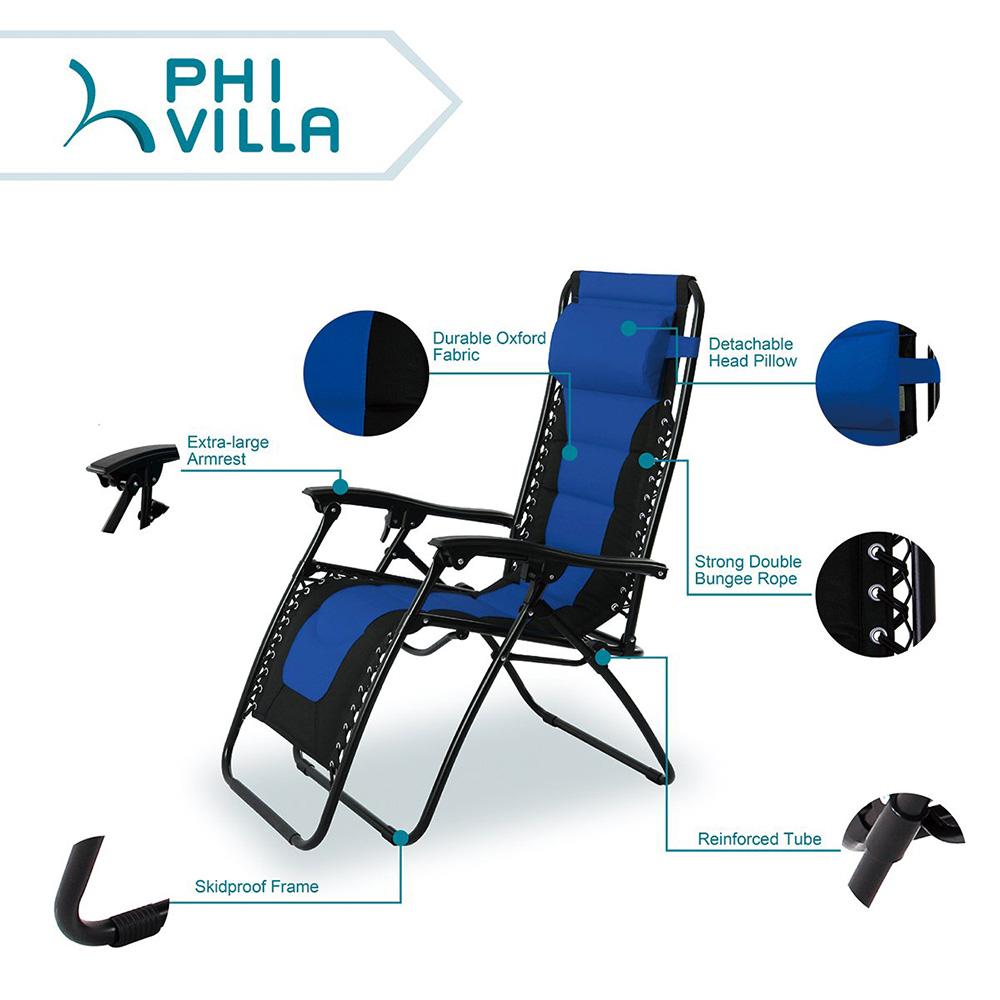 PHI VILLA Padded Zero Gravity Chair Adjustable Recliner With Cup Holder - Image 5
