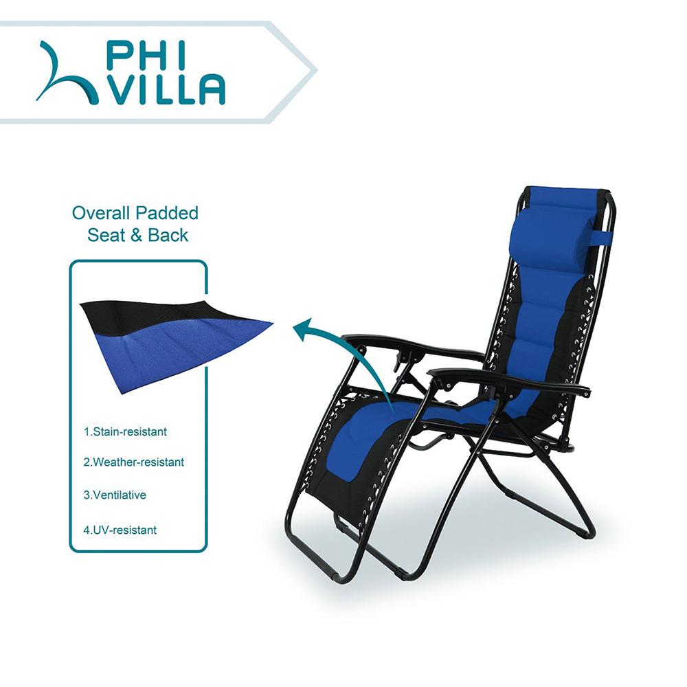 PHI VILLA Padded Zero Gravity Chair Adjustable Recliner With Cup Holder - Image 6