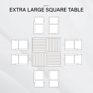 Diamond 8-Seat Patio Dining Set with Farmhouse Style Wood-like Table
