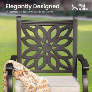 Alternative view of 3-Piece Cast Aluminum Square Table & 2 Patio High Swivel Bar Stools Chairs Set