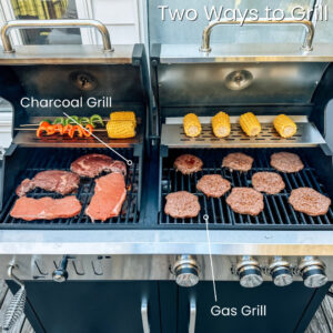 Alternative view of 3-Burner Dual-Fuel Gas and Charcoal Grill Combo with Side Burner