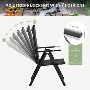 Alternative view of 9-Piece Patio Dining Set with Foldable Textilene Chairs Phi Villa