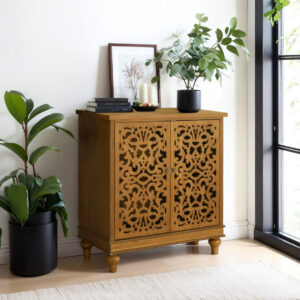 Alternative view of Vintage & Chic Hollow-Carved Accent Cabinet