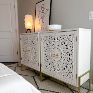 Alternative view of White Accent Cabinet with 2 Hollow-Carved Doors