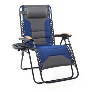 Alternative view of Patio Padded Oversize Recliner Zero Gravity Chair with Cup Holder