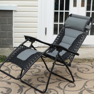 Alternative view of PHI VILLA Padded Zero Gravity Chair Adjustable Recliner With Cup Holder