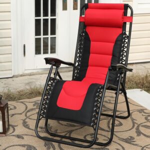 Alternative view of PHI VILLA Padded Zero Gravity Chair Adjustable Recliner With Cup Holder