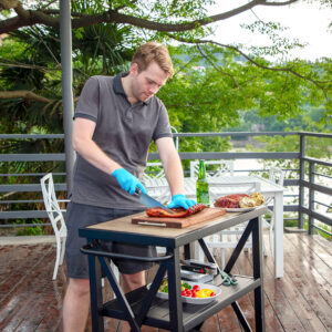 Alternative view of Phi Villa Outdoor Double-Shelf Movable Kitchen Island Cart