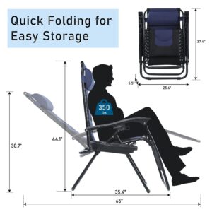 Alternative view of PHI VILLA Set of 2 Padded Zero Gravity Lounge Chair Folding Patio Recliner