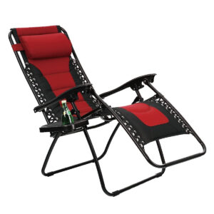 PHI VILLA Padded Zero Gravity Chair Adjustable Recliner With Cup Holder