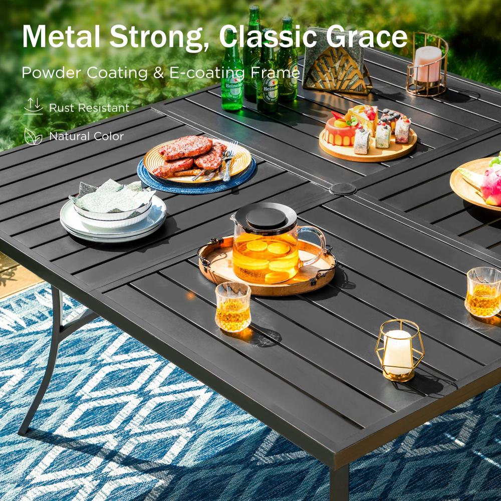 9-Piece Patio Dining Set with Enlarged Square Table and Stackable Chairs - Image 3