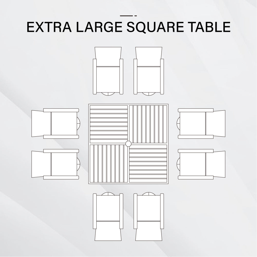 9-Piece Patio Dining Set with Enlarged Square Table and Stackable Chairs - Image 2