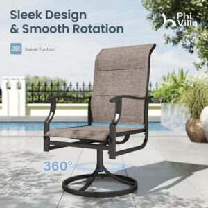 Phi Villa 8-seat Outdoor Dining Set with High-back Swivel Chairs