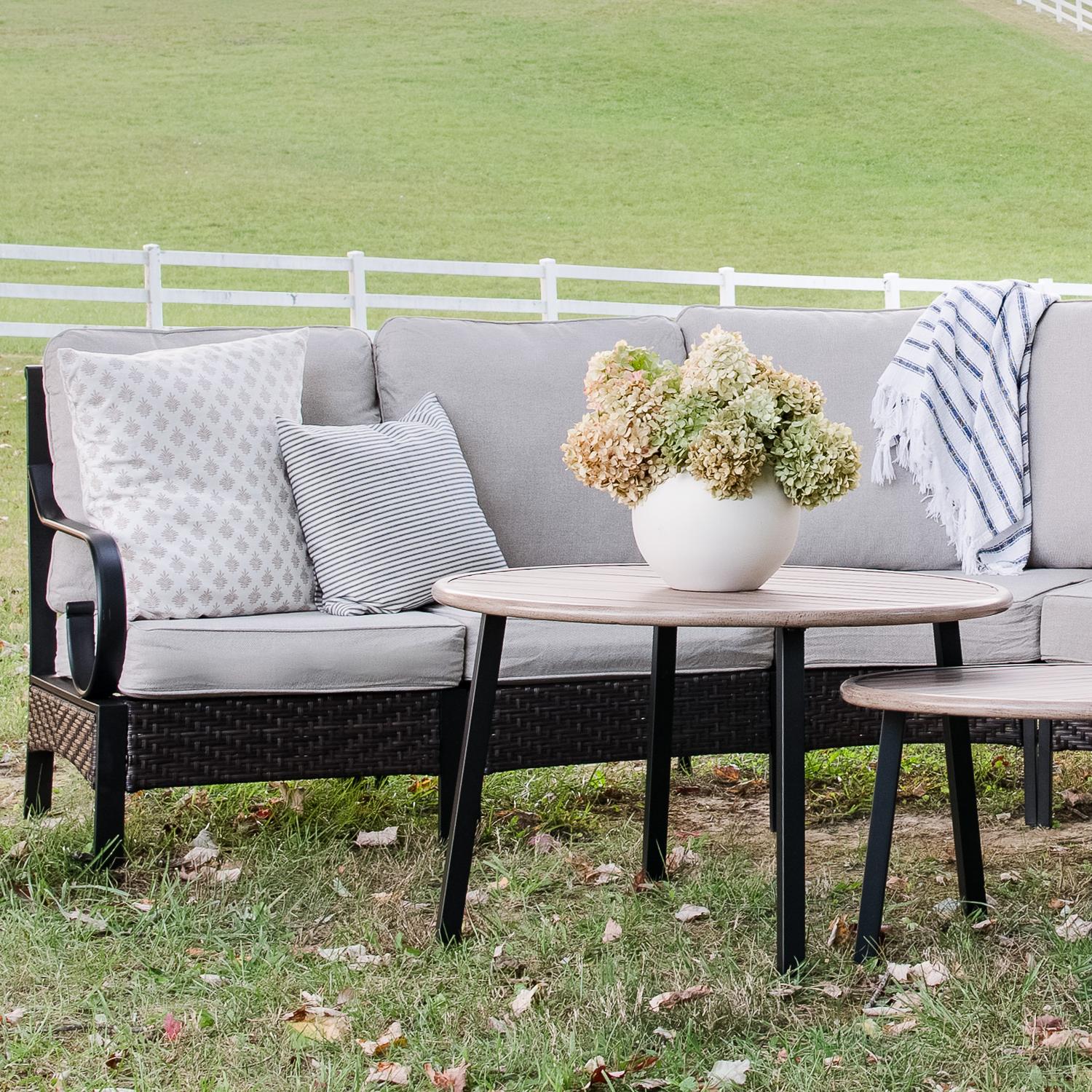 Curved Outdoor Sectional Sofa in Elegant Vines Design - Image 2