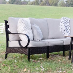 Curved Outdoor Sectional Sofa in Elegant Vines Design