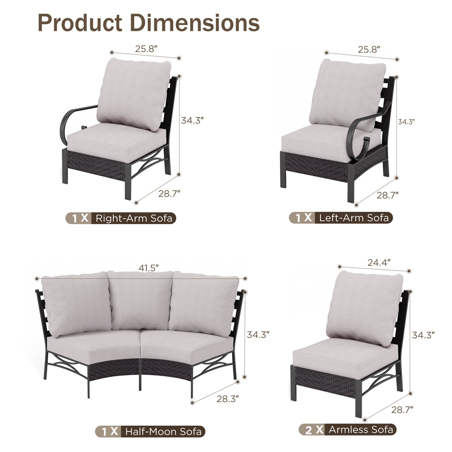 Curved Outdoor Sectional Sofa in Elegant Vines Design - Image 4