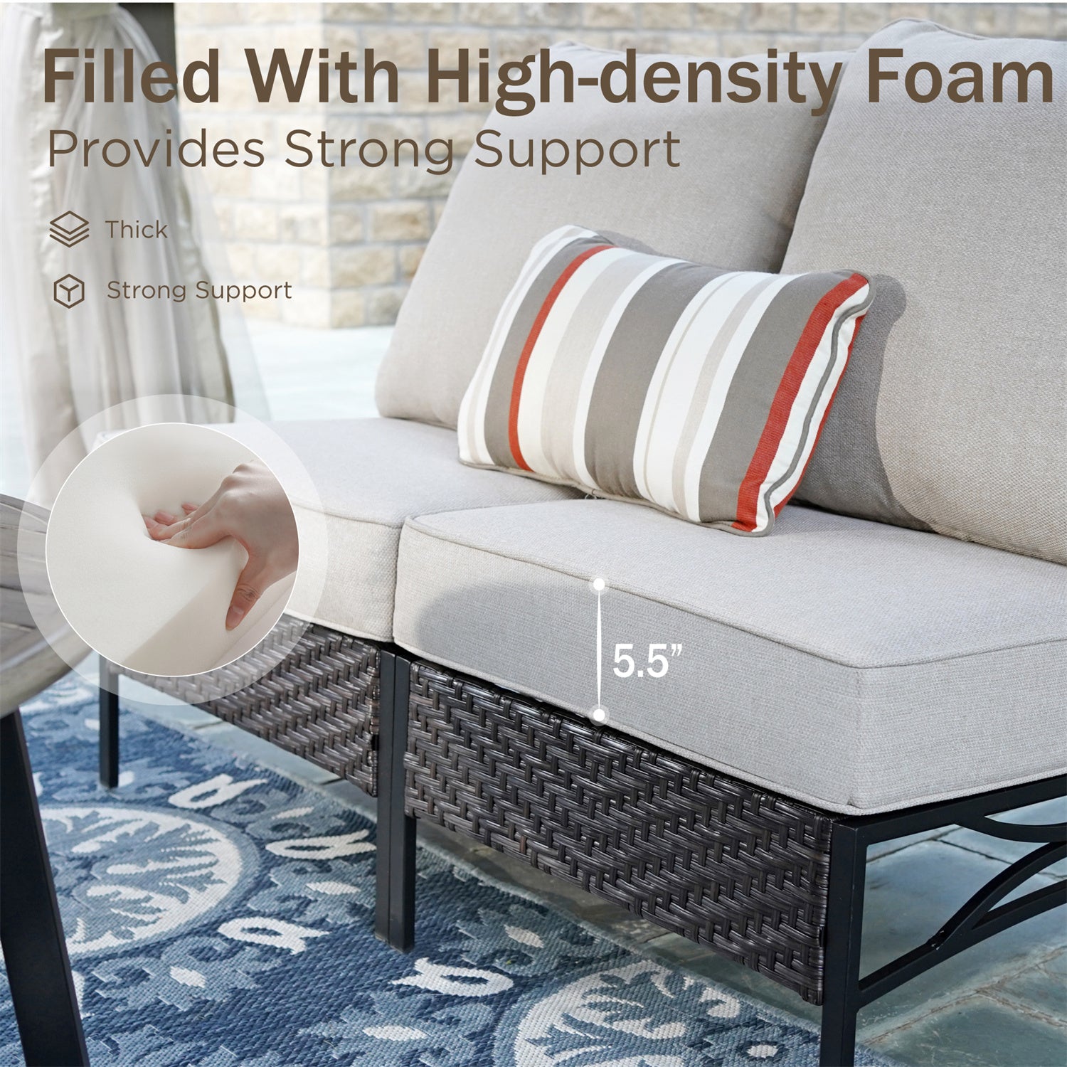 Curved Outdoor Sectional Sofa in Elegant Vines Design - Image 6