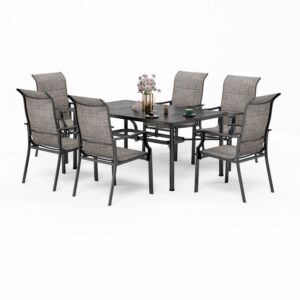 Alternative view of PHI VILLA 7-Piece Outdoor Dining Set with Rectangle Steel Table & 6 Textilene Dining Chairs