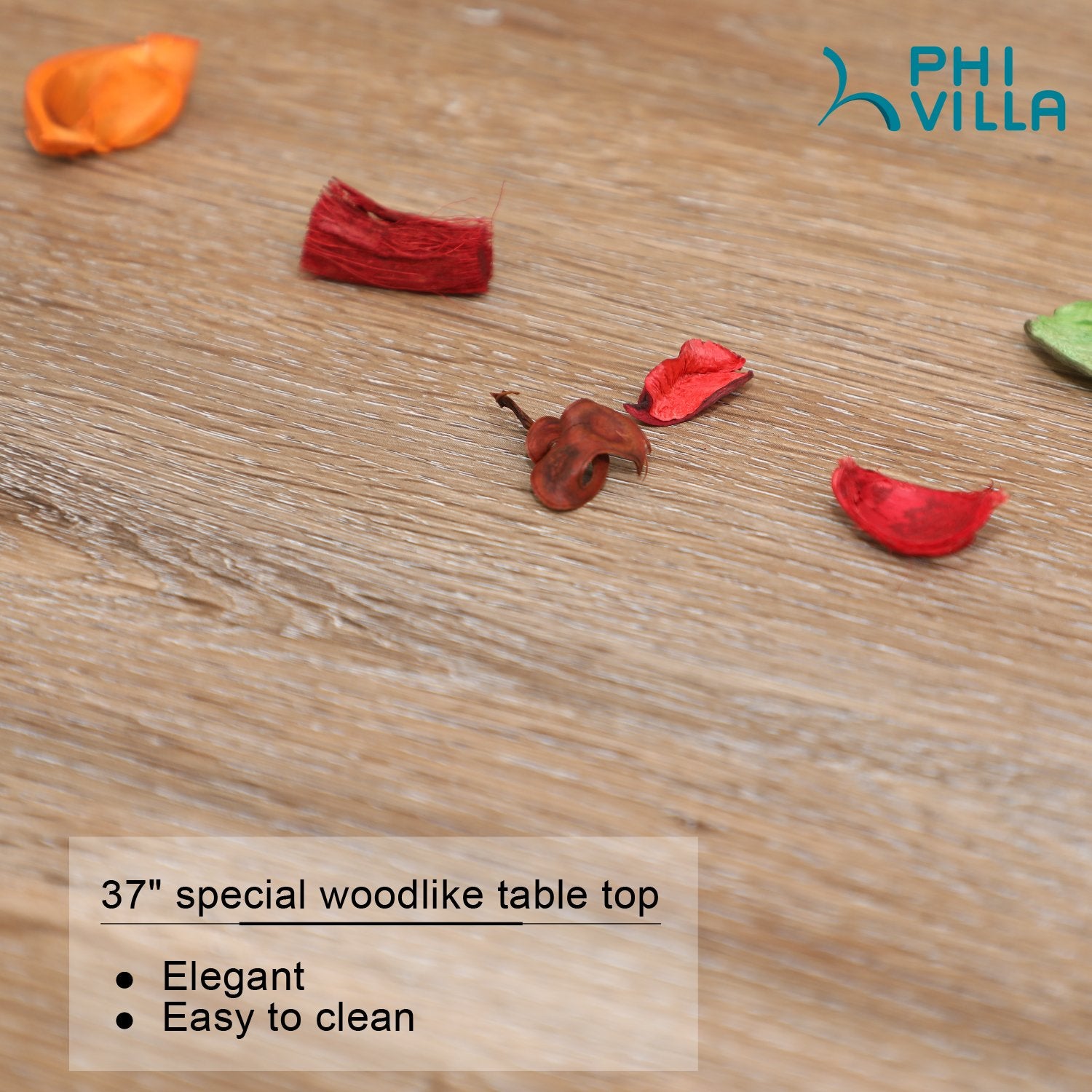 Phi Villa Wood-Look Patio Dining Table with Umbrella Hole - Image 6